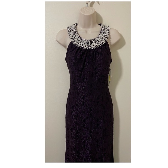 R & M RICHARDS Women's Embellished-neck Glitter-lace Gown Dress Size 10. NWT - Picture 7 of 10